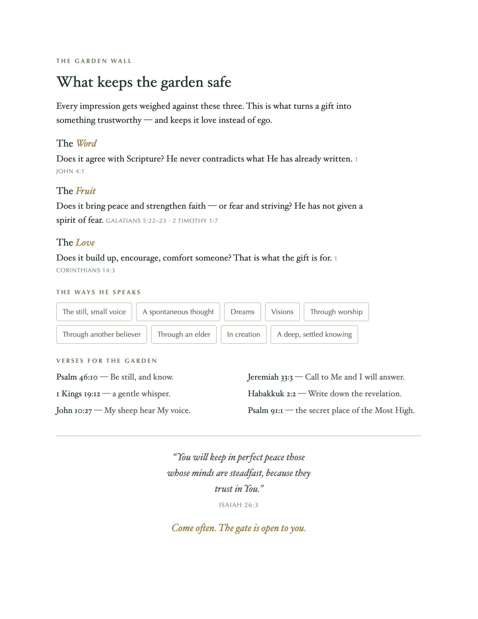 The garden wall — testing what you hear against Scripture